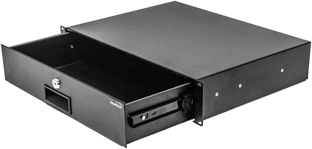 2U Black Rack Mount Drawer with Lock and Key W1742