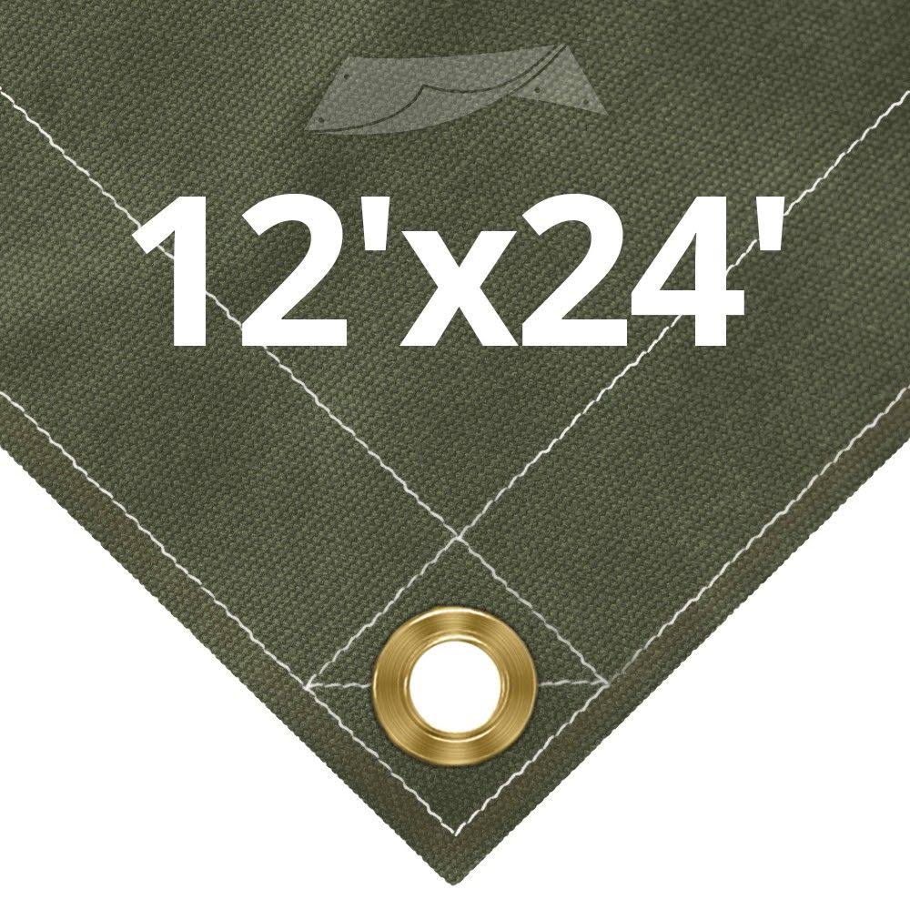 Olive Drab Canvas Tarps 12' x 24' T442970