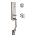 Satin Nickel Handleset with Round Knob and Contemporary Round Rose Z689979