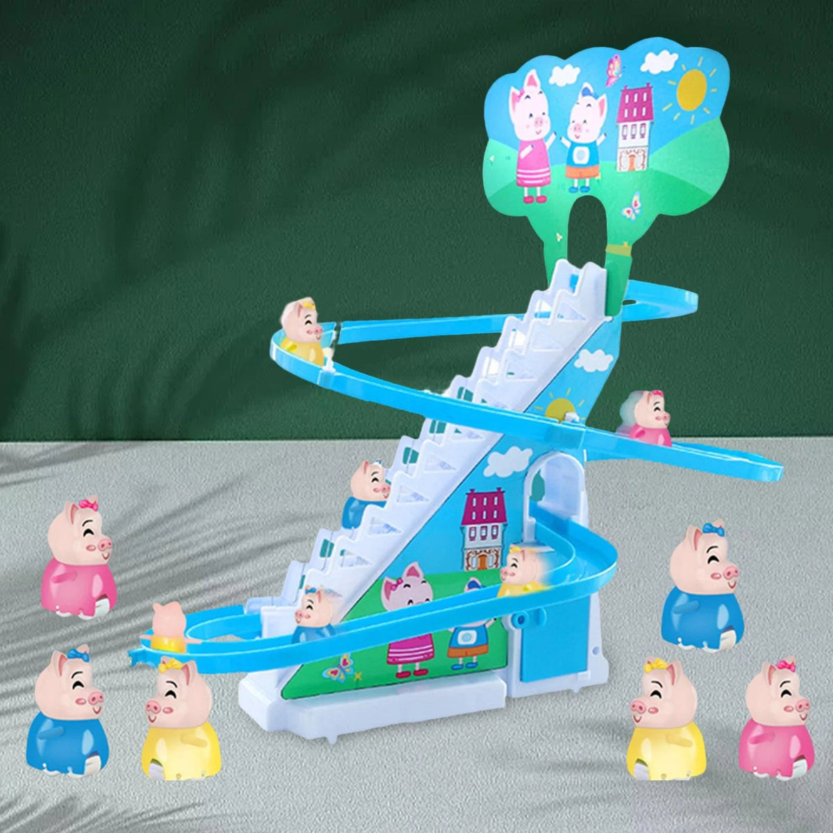 6 s Electric Climbing Stair Toy with LED Flashing Lights Children's Roller Coaster Toy Set T861013