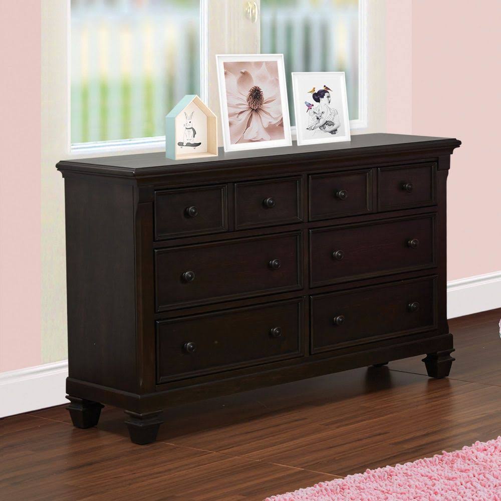 6-Drawer Double Dresser in Charcoal Brown G263