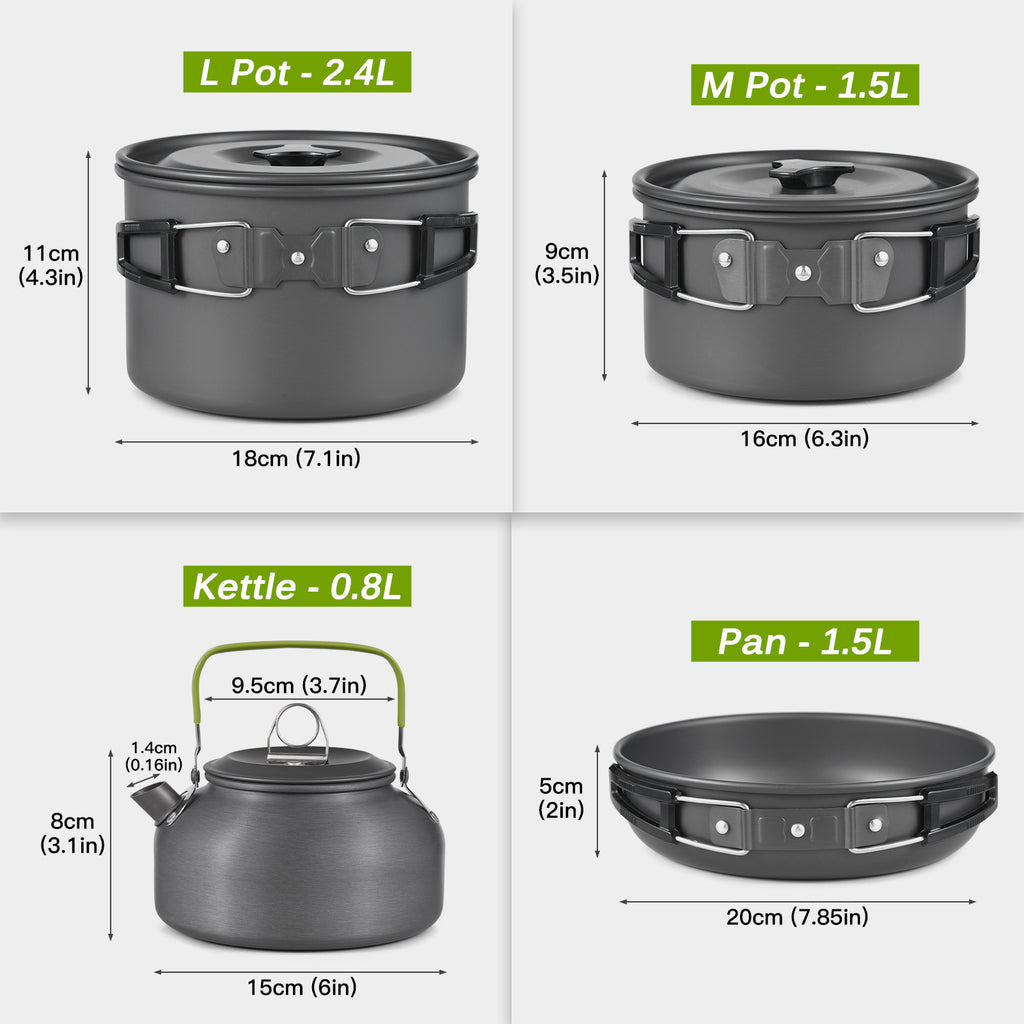 Collapsible Cookware Utensils Kit with Pan Knife Fork J242362