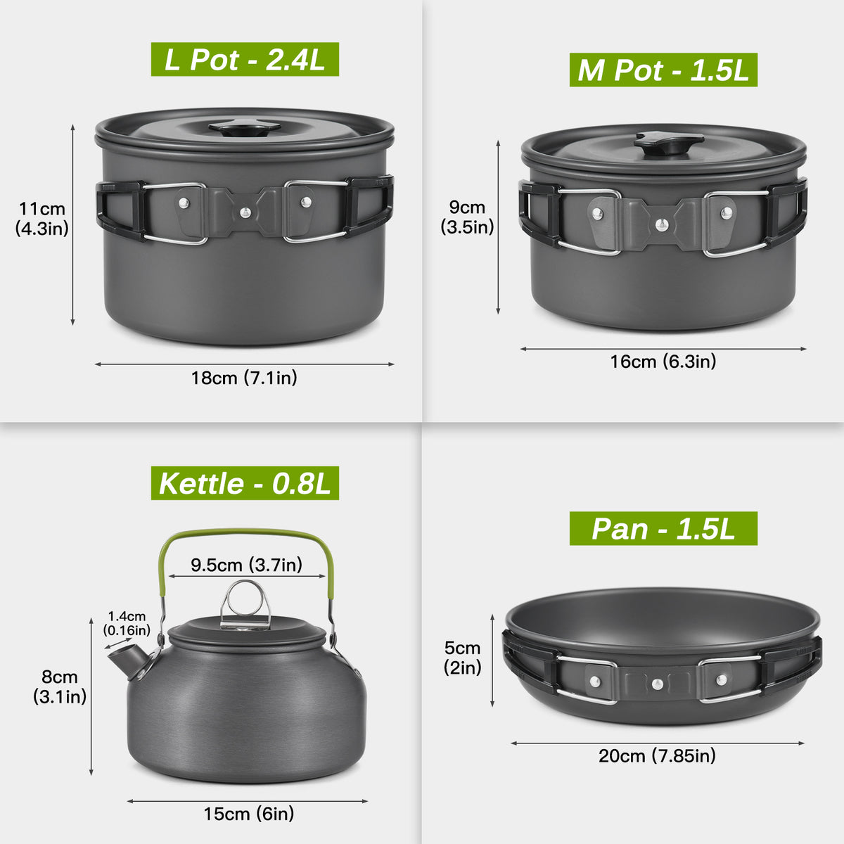 Collapsible Cookware Utensils Kit with Pan Knife Fork J242362