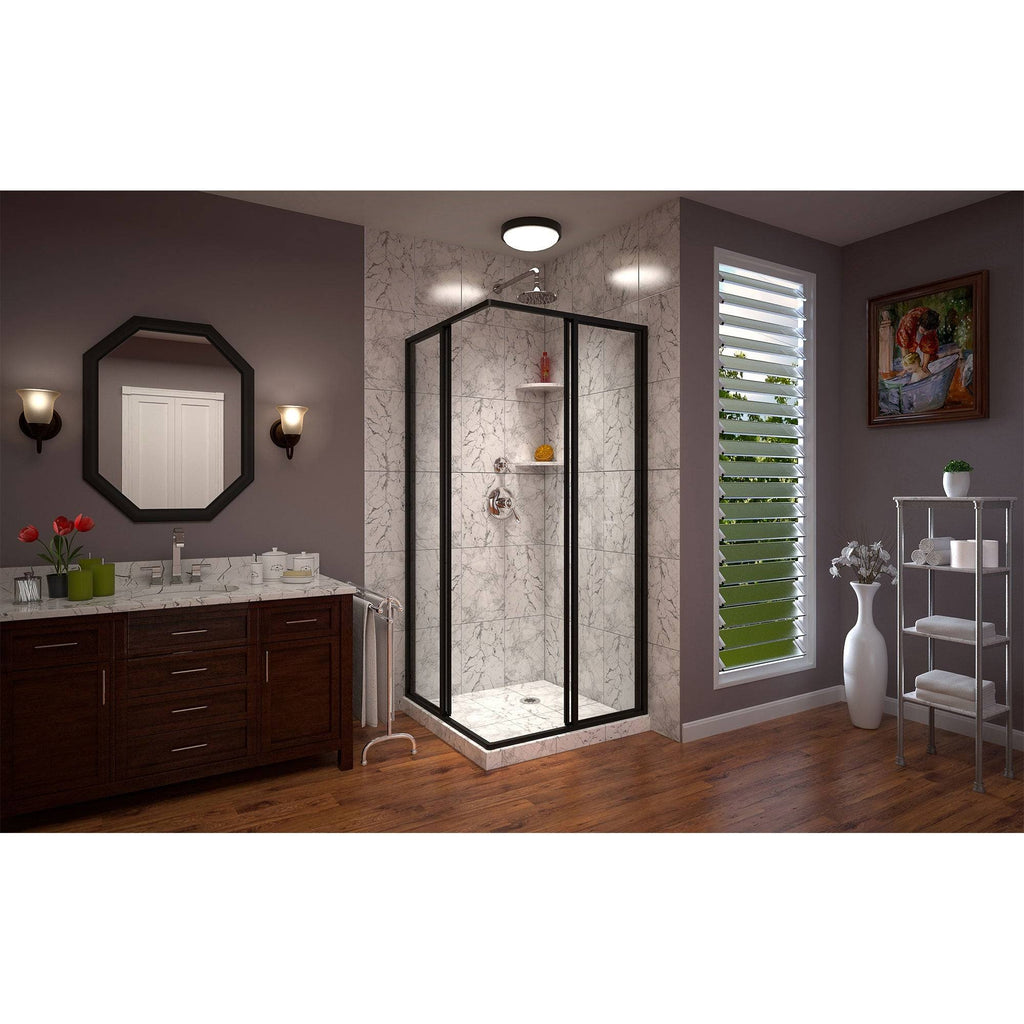 Satin Black Framed Sliding Shower Enclosure B6976
