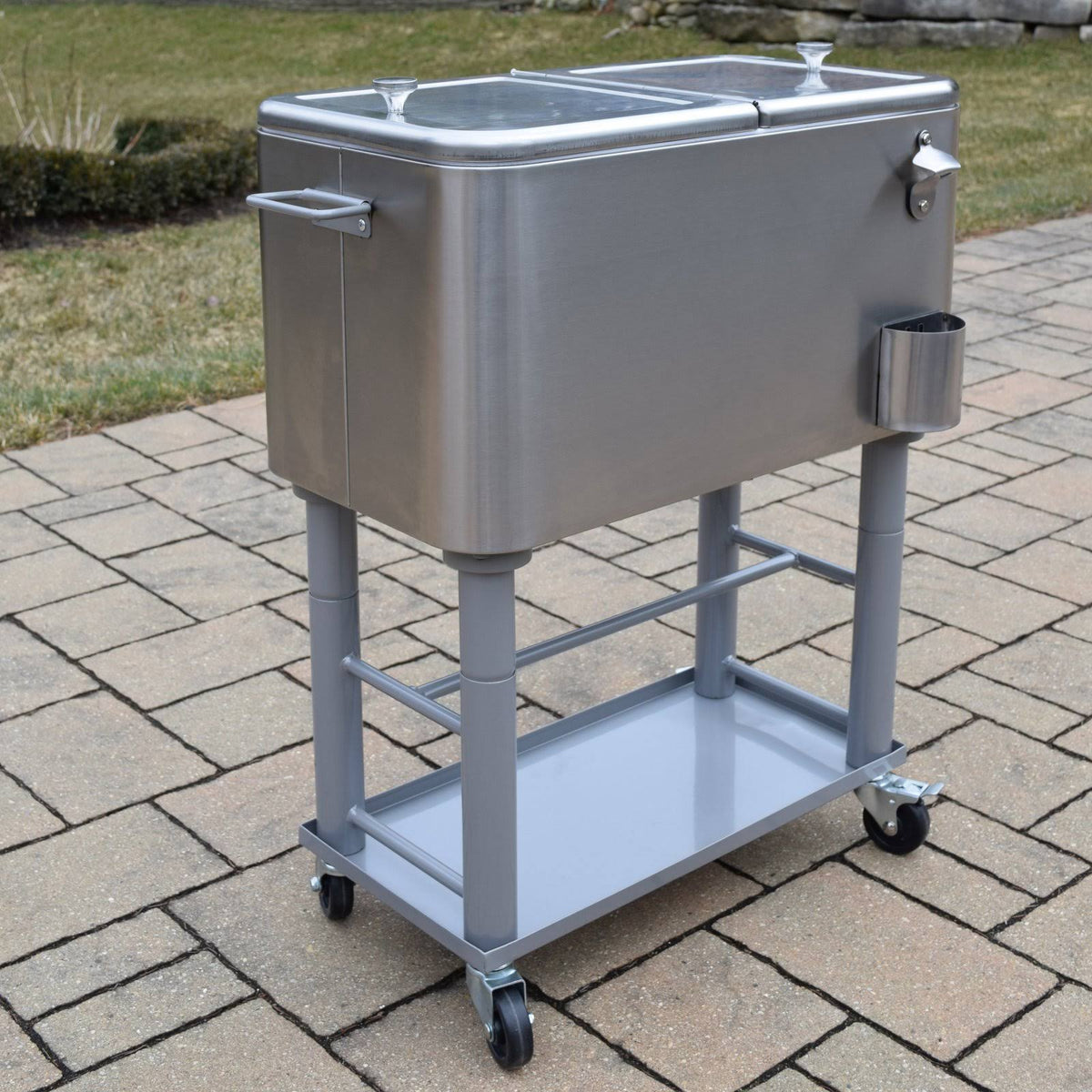 60 Quart Stainless Steel Party Cooler Cart D604936
