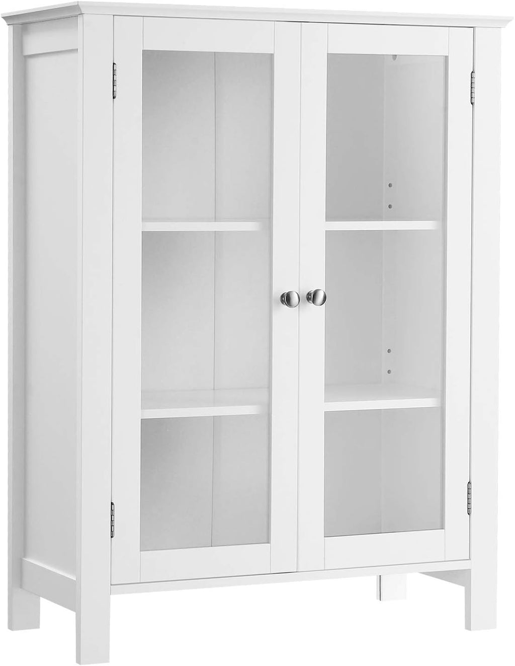 Storage Cabinet with 2 Adjustable Shelves, Transparent Glass Doors, Matte White M6222