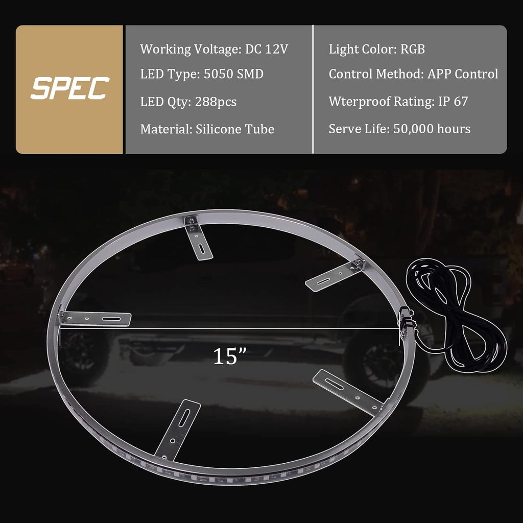 4PCS 15.5” Waterproof LED Wheel Light Kit with App Control J869