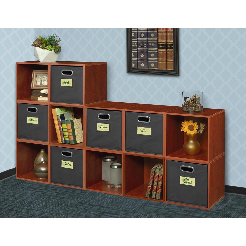 Cherry Wood 12-Cube Storage Organizer I178033