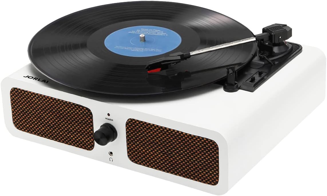 White Pack of 2 3-Speed Turntable with Built-in Stereo Speaker M243212