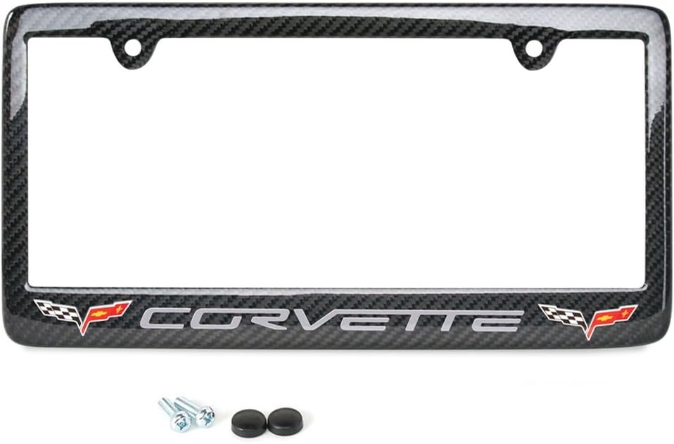 Red Script License Plate Frame - Real Carbon Fiber B9433