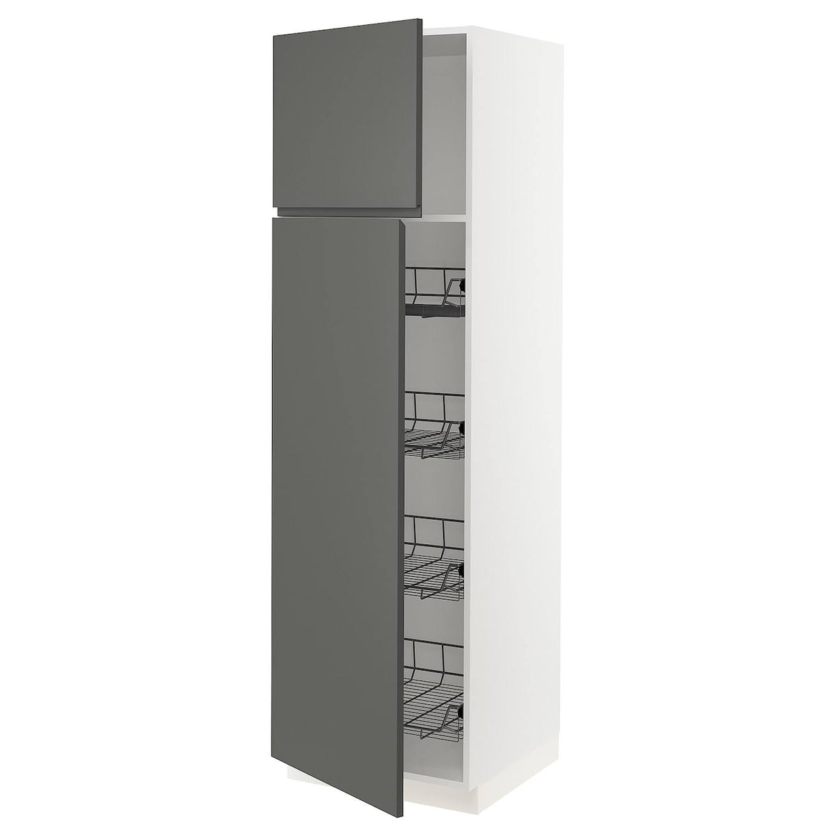 White High Cabinet with Door and Wire Baskets F427980