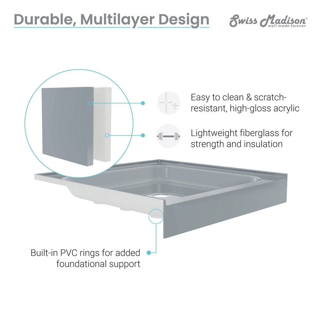 Gray Single Threshold Shower Base H24182