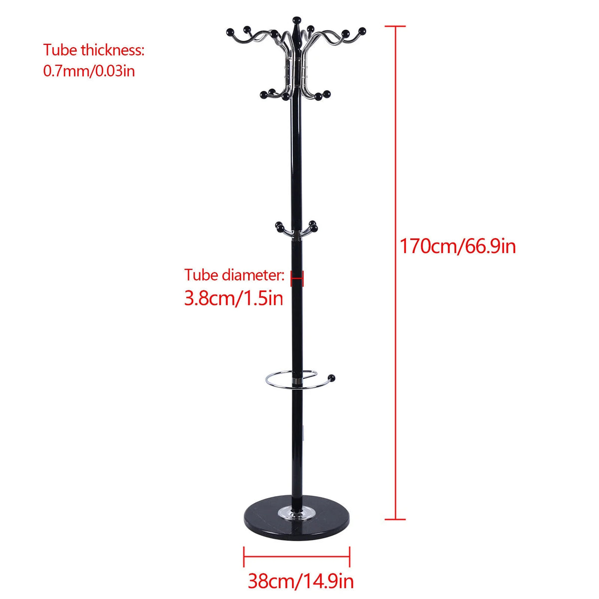 Metal Coat Rack with Umbrella Holder F12781