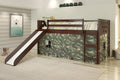 Twin Circles Low Loft with Slide and Camo Tent Kit in Dark Cappuccino Finish B8688