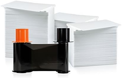 500 Print KO Ribbon with Cleaning Roller and 500 Blank PVC Cards Bundle Y580