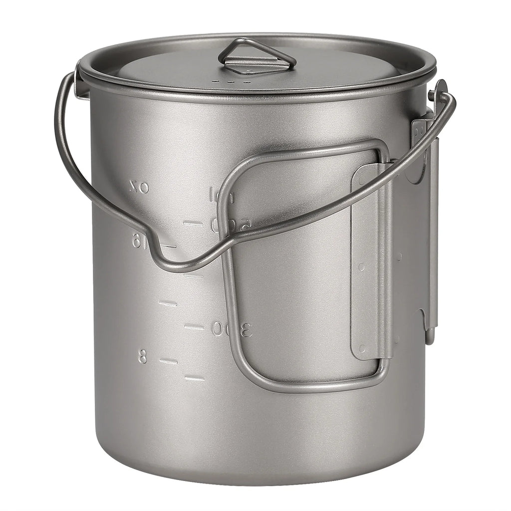 750ml Ultralight Camping Cooking Pot with Lid and Foldable Handle W800299