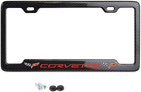 Red Script License Plate Frame - Real Carbon Fiber B9433