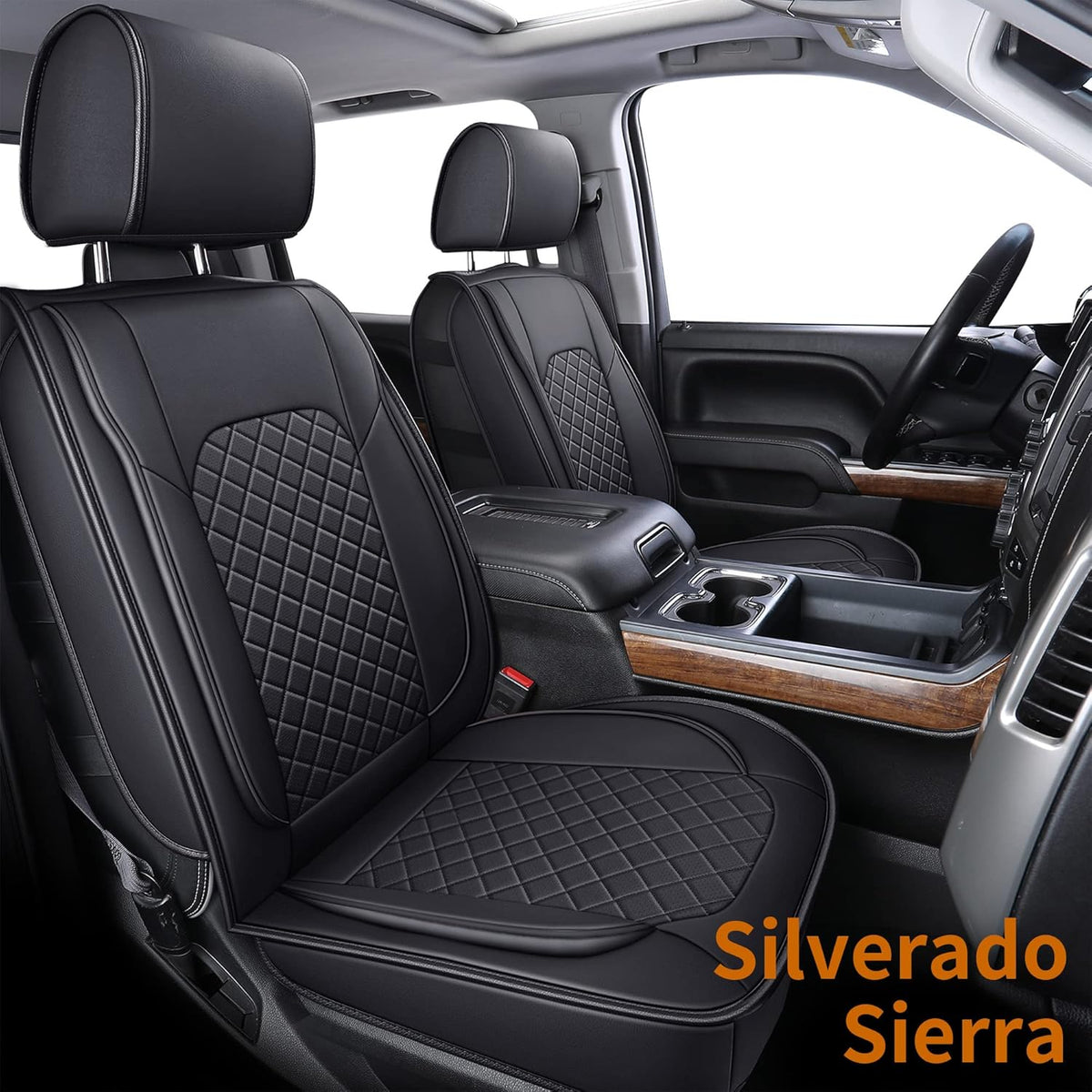 Black Faux Leather Seat Covers with Center Console Cover Z229