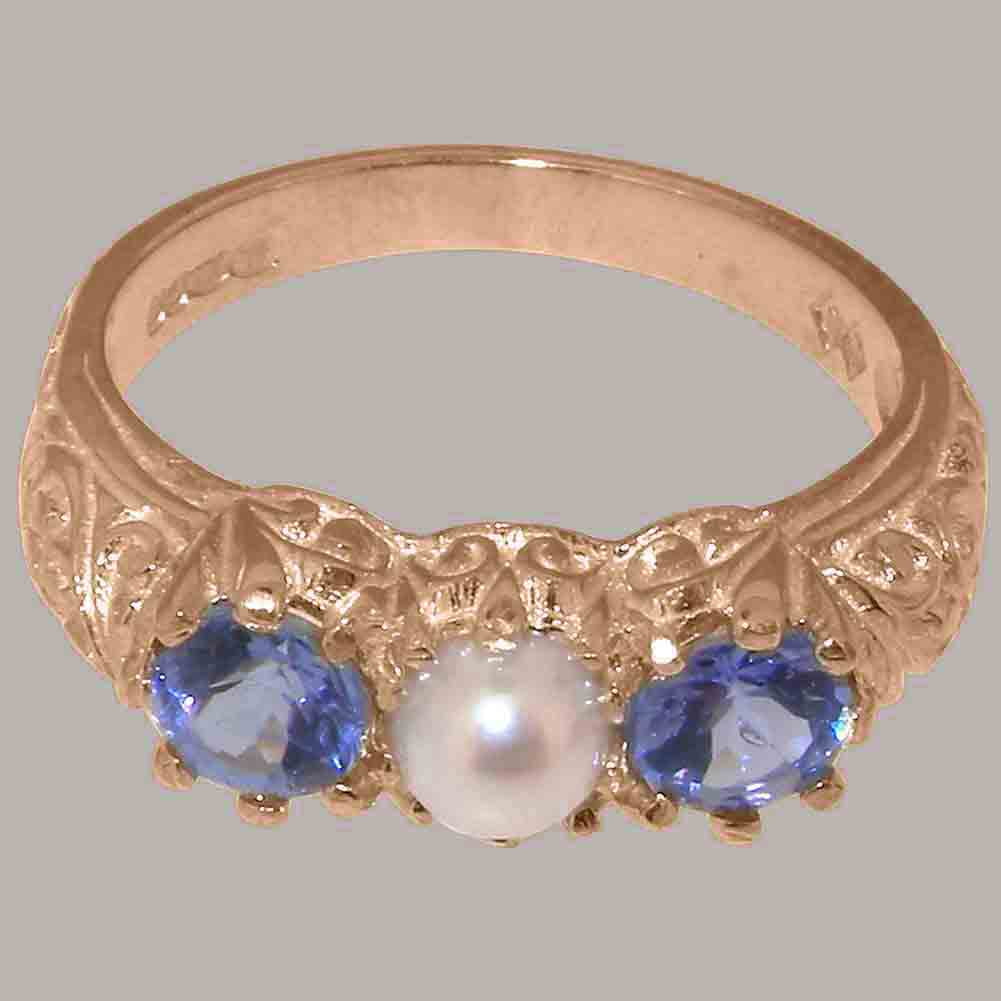 18k Rose Gold Cultured Pearl & Tanzanite Womens Ring M206595