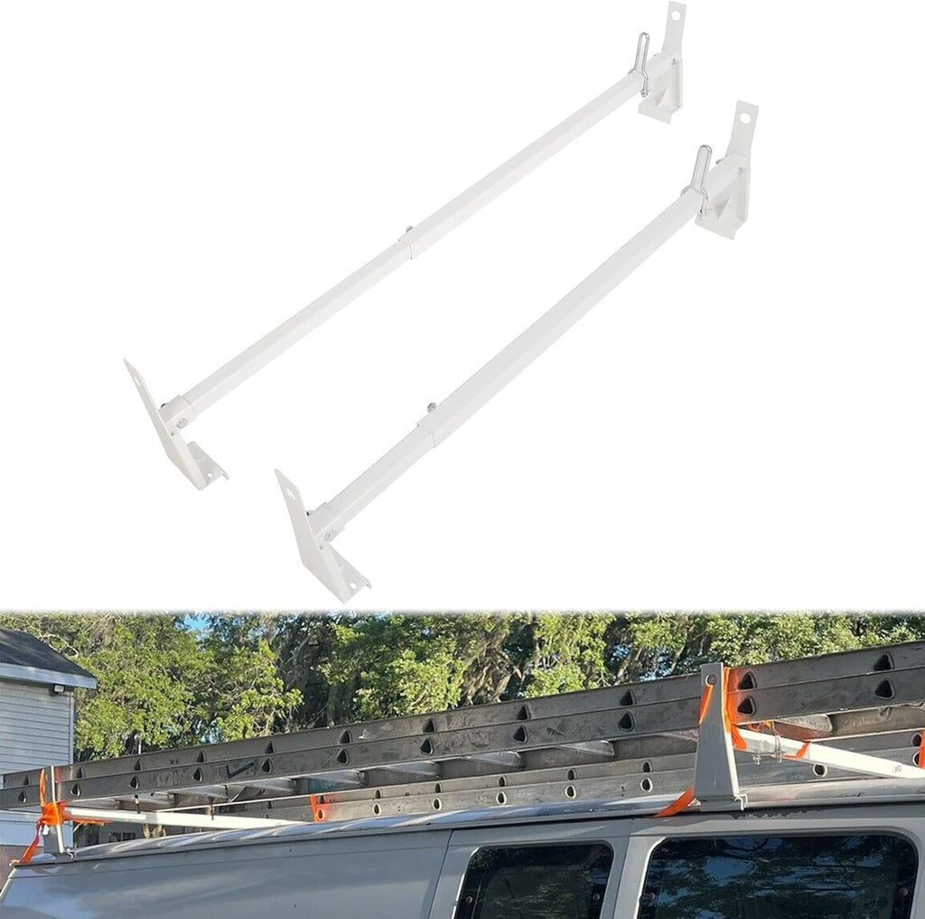 Steel Universal White Cargo Van Ladder Rack Roof 600LB B1273