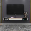 47.24 in Dark Gray Wall Mounted Wood TV Shelf with 3 Doors P789814