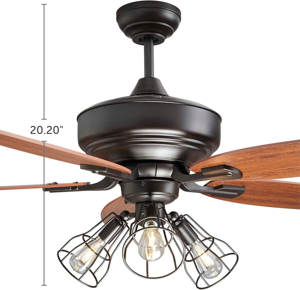52-Inch Dark Brown Bronze Ceiling Fan with Lights and Remote I3588