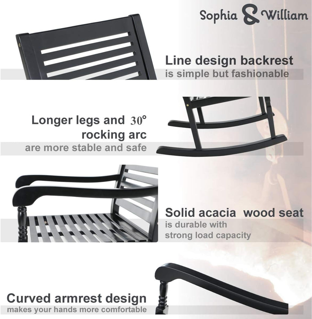 Black Acacia Wood Rocking Chairs Set of 2 U10172