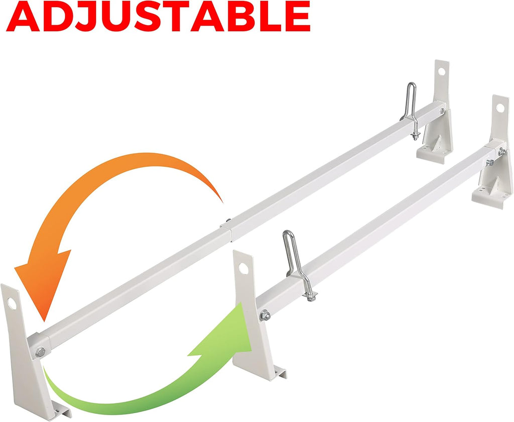 Steel Universal White Cargo Van Ladder Rack Roof 600LB B1273