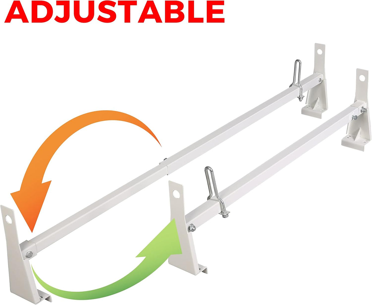 Steel Universal White Cargo Van Ladder Rack Roof 600LB B1273