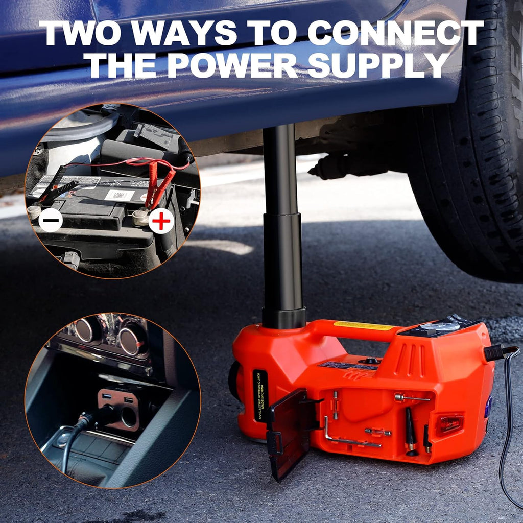 Electric Hydraulic Car Jack 5 Ton with Tire Inflator Pump and Electric Wrench T542060