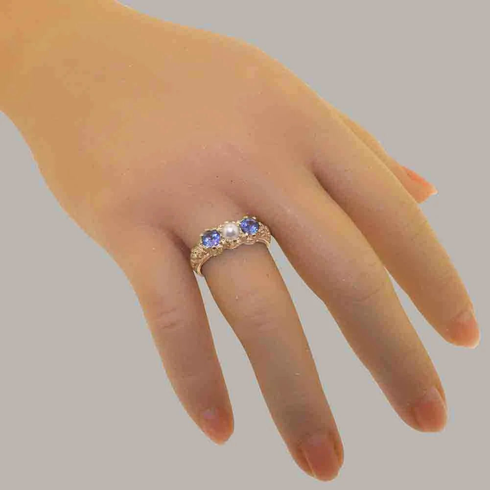 18k Rose Gold Cultured Pearl & Tanzanite Womens Ring M206595