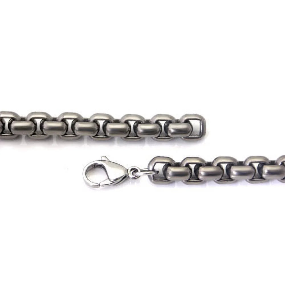 Titanium 7MM Box Link Matte Finish Gray Necklace Chain 18" N5789