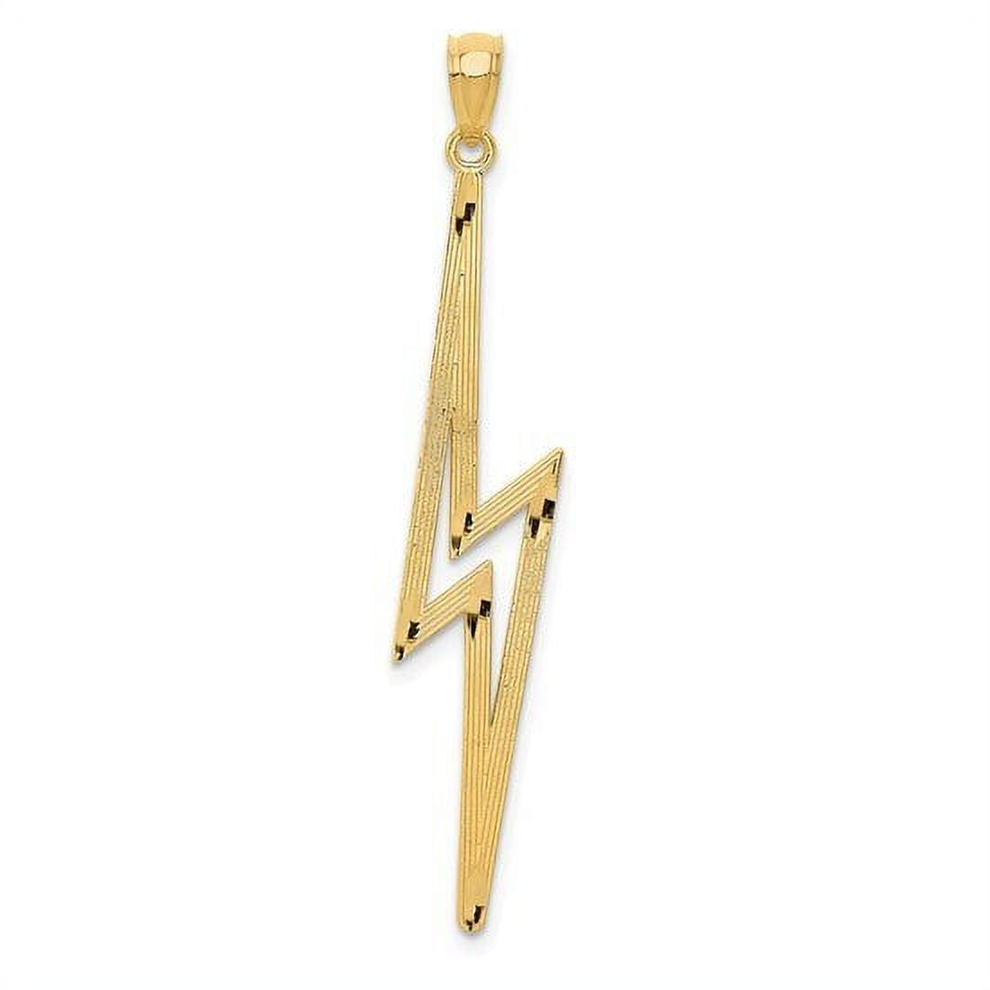 14k Yellow Gold Polished Diamond-Cut Lightning Bolt Pendant Z607