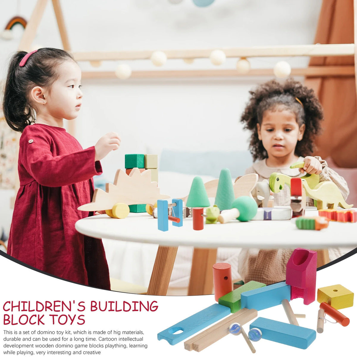 Wooden Dominoes Blocks Building Toy Educational Toys N84394