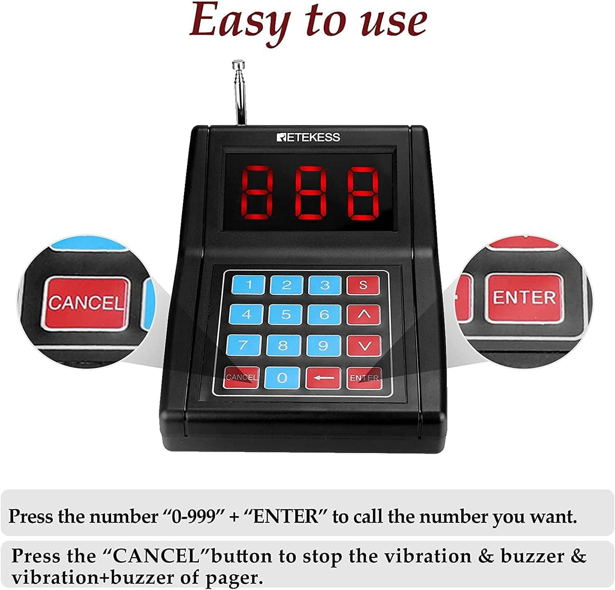 Pager System, 10 Pagers with Lanyard Hole M66933