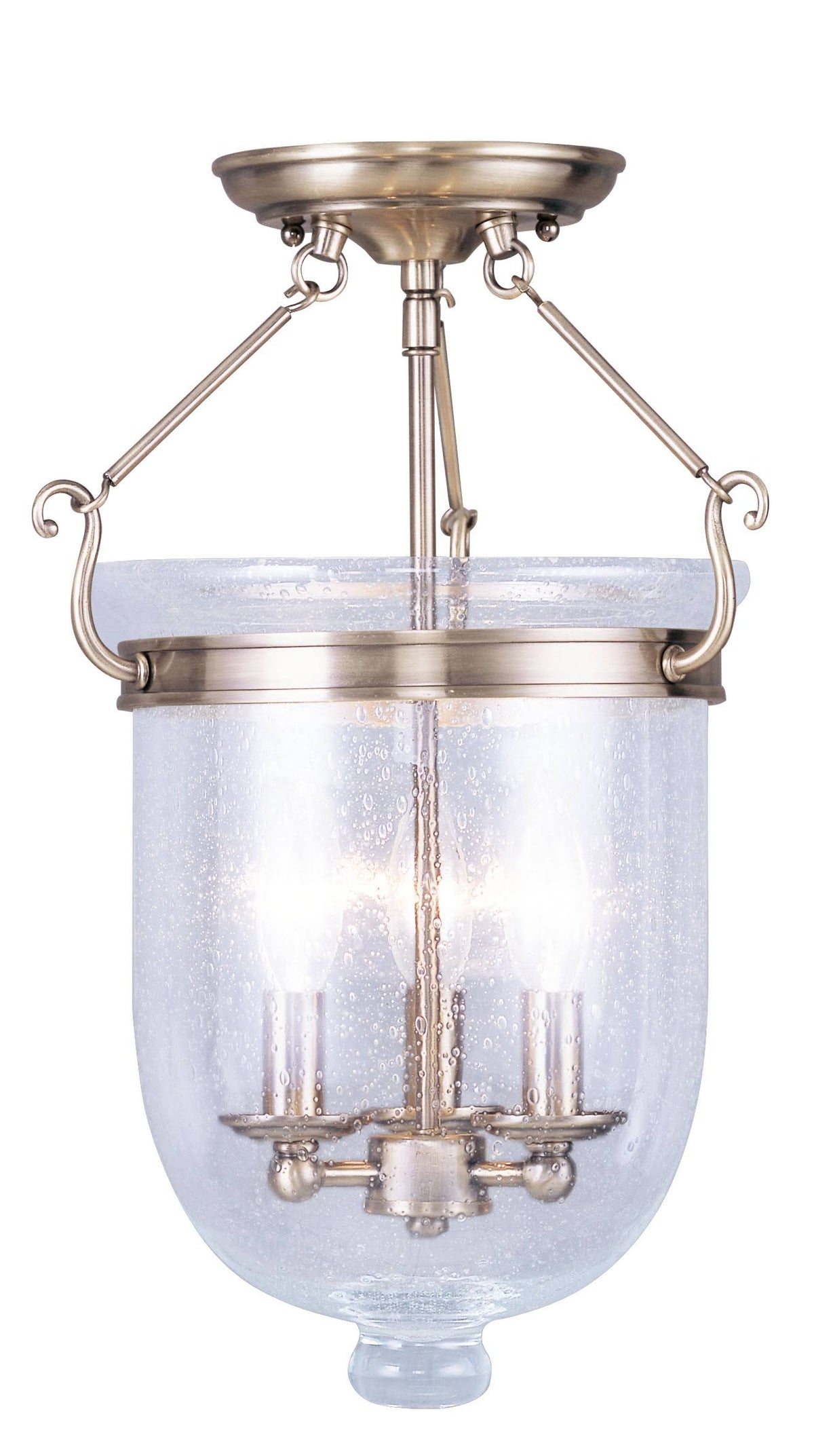 Antique Brass 3 Light Flush Mount I1923