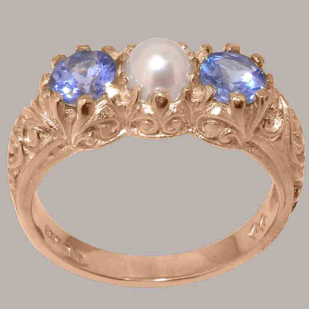 18k Rose Gold Cultured Pearl & Tanzanite Womens Ring M206595
