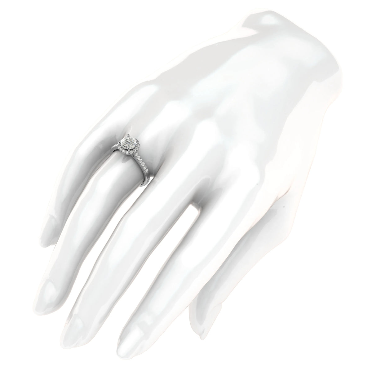 Simulated Diamond Halo Engagement Ring with Side Stones (4.5) H97016