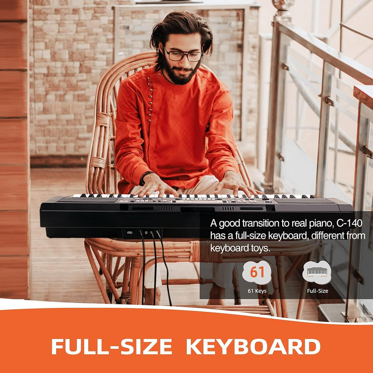 61 Key Electric Keyboard with Microphone and Power Supply V8876