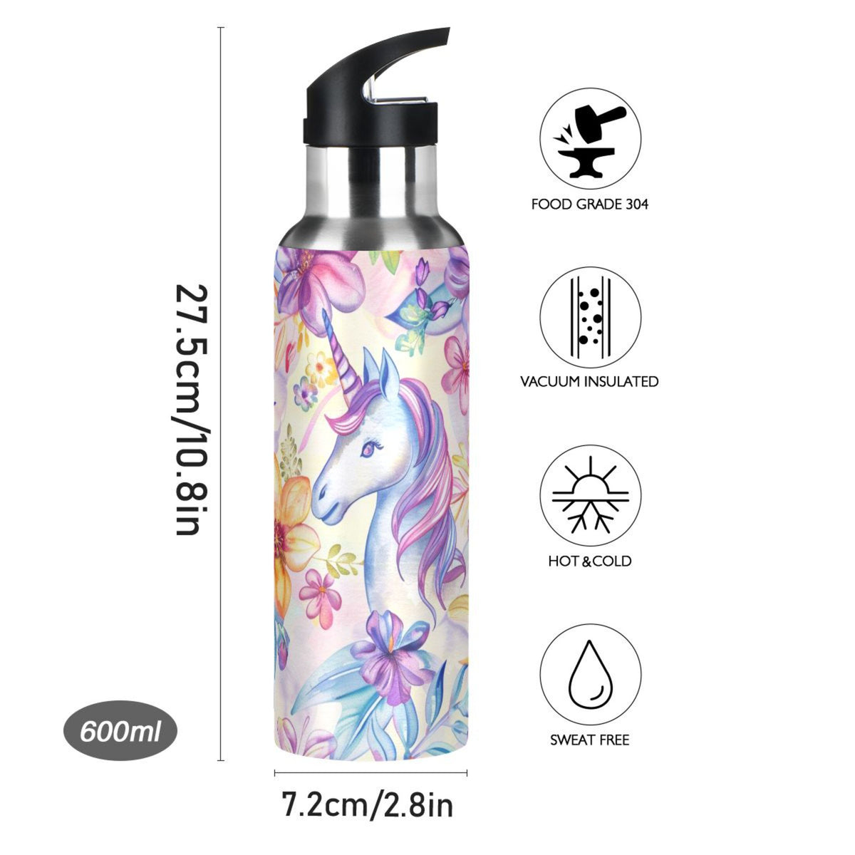 Insulated Stainless Steel Water Bottle with Straw Lid, 20 oz E78711