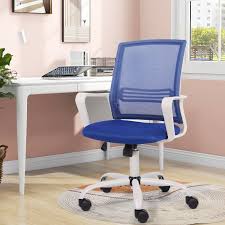 Blue Adjustable Desk Chair with Swivel Casters D55621