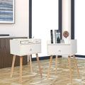 Set of 2 White Bedside Table with Drawer J754