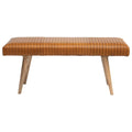 Mango Wood Goat Leather Bench S489