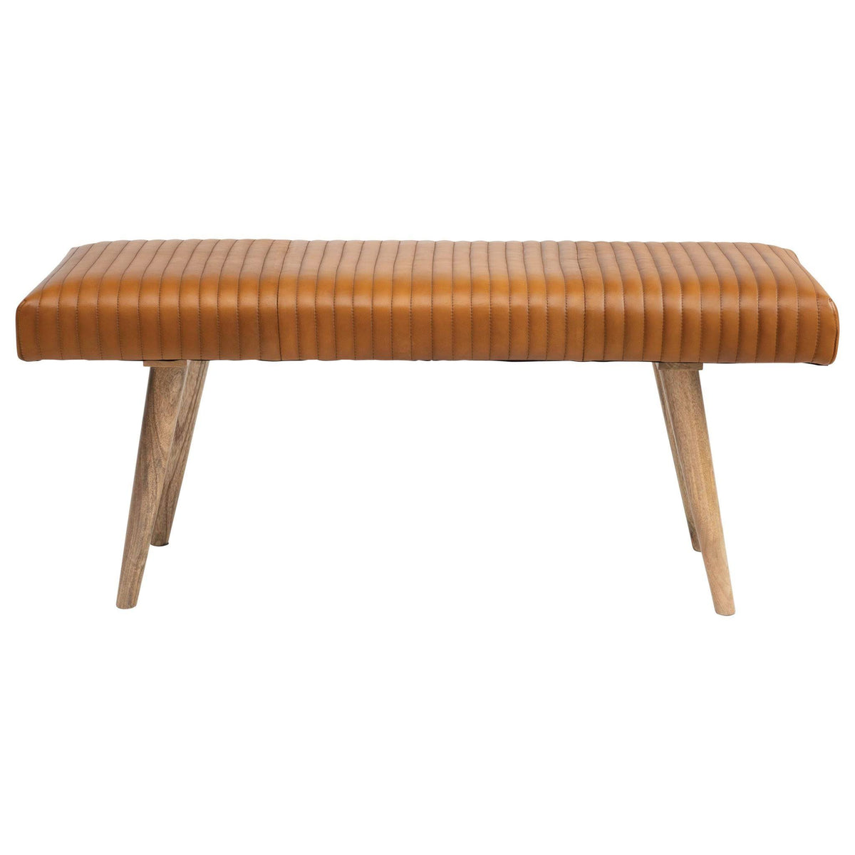 Mango Wood Goat Leather Bench S489