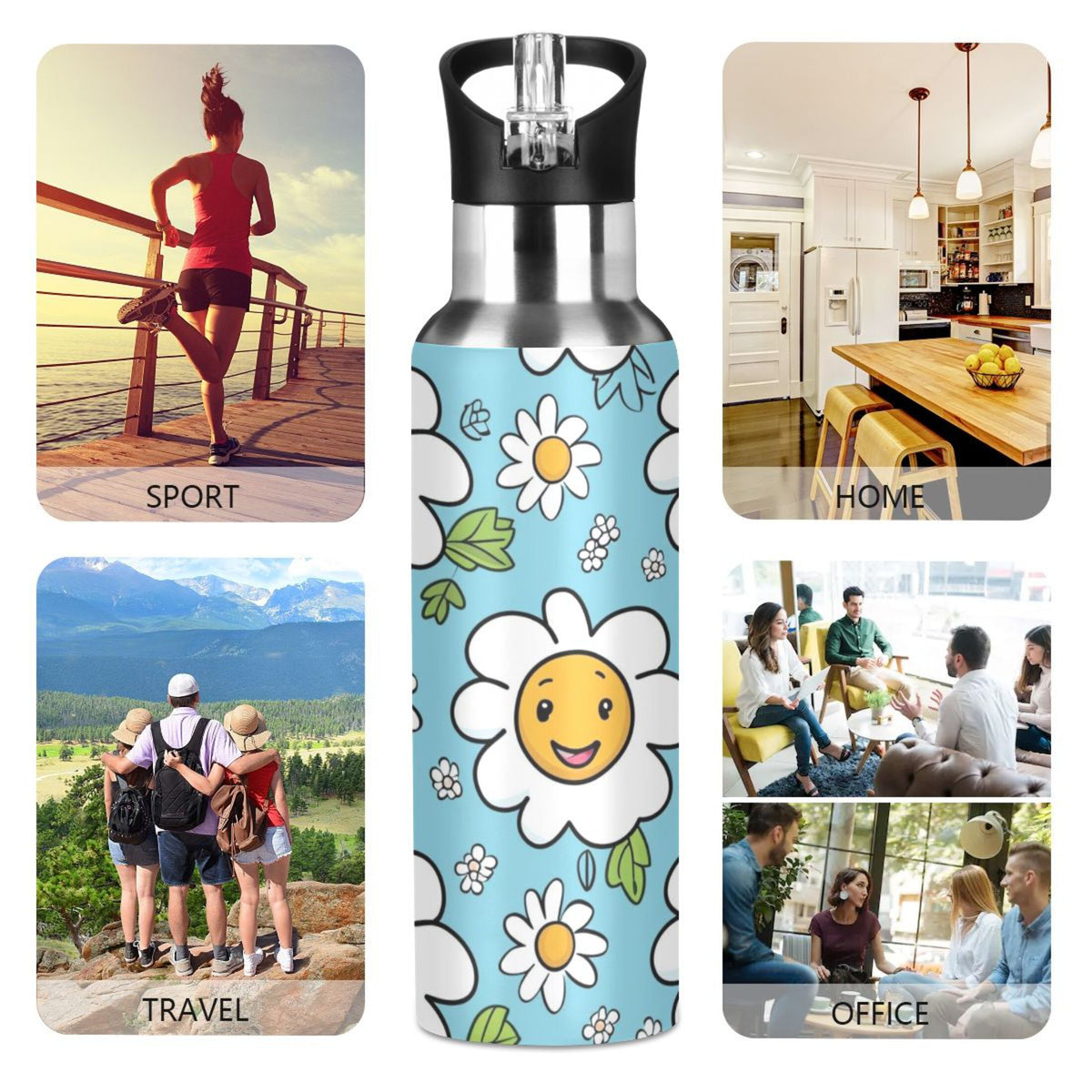 20 oz Insulated Stainless Steel Water Bottle with Straw Lid Z971783
