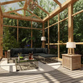 5 Piece Gray Poly Rattan Outdoor Sectional Sofa Set V758523