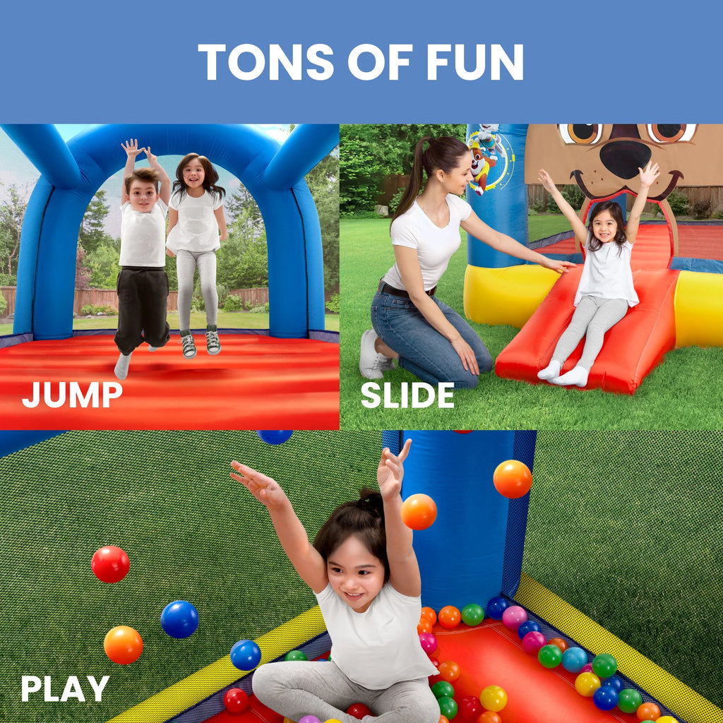 Inflatable Bounce House with Heavy Duty Blower, Ground Stakes, Repair Patches and Storage Bag H14417