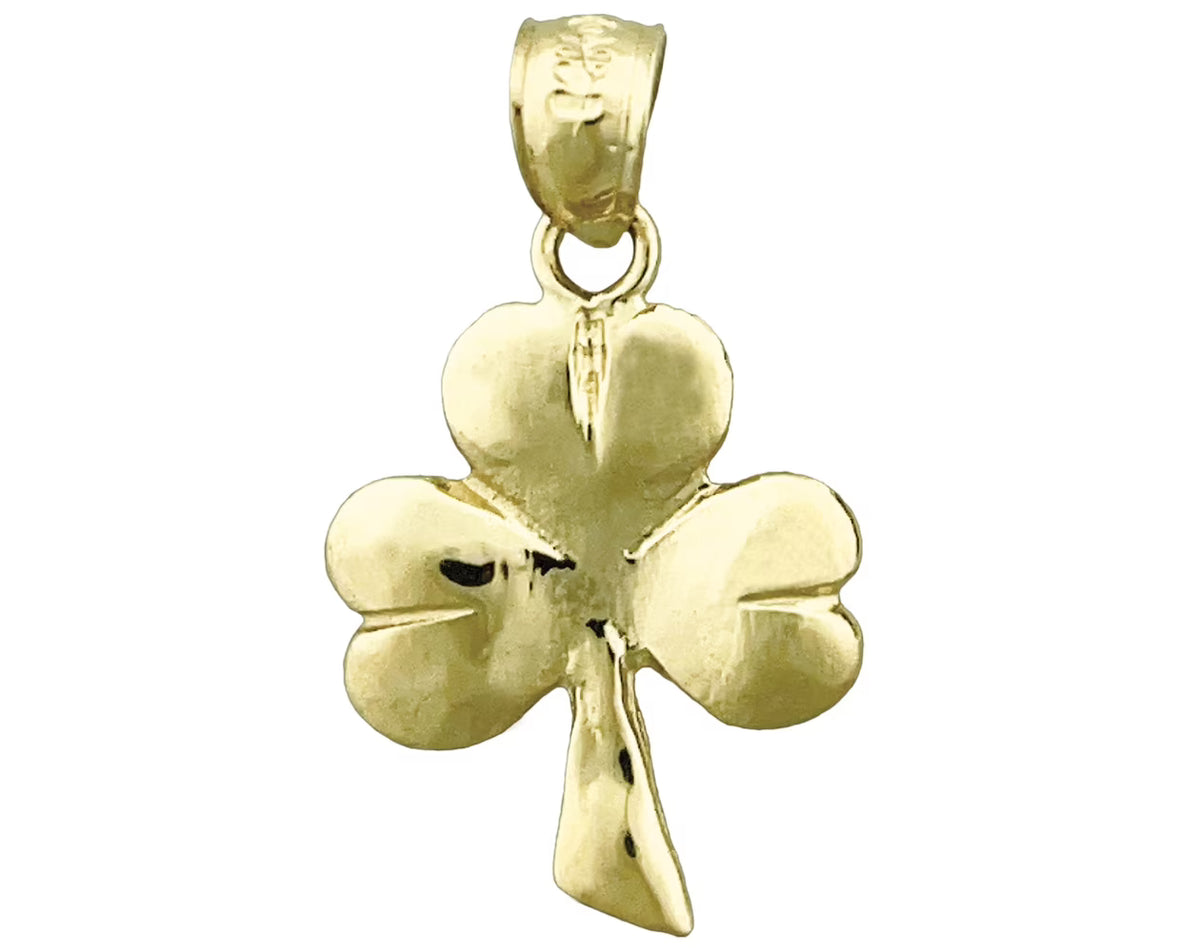 14K Gold Three Leaf Clover Charm S303