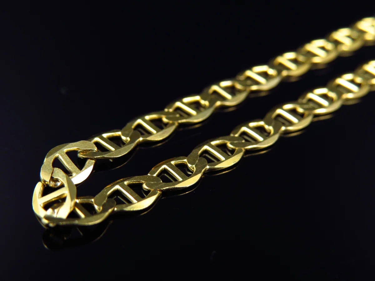 Solid 10K Yellow Gold Flat Mariner Link Chain C8945