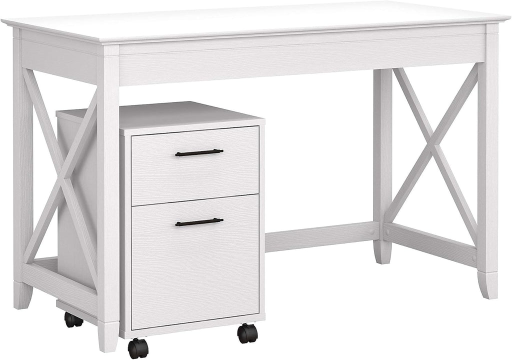 Washed Gray Writing Desk with 2 Drawer Mobile File Cabinet X6084